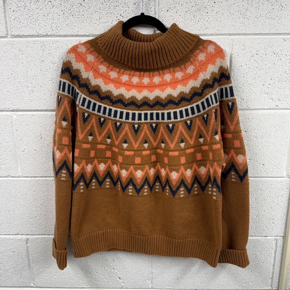 Grace + Karma Womens Size L Turtleneck Pullover Sweater Fair Isle Cozy Winter